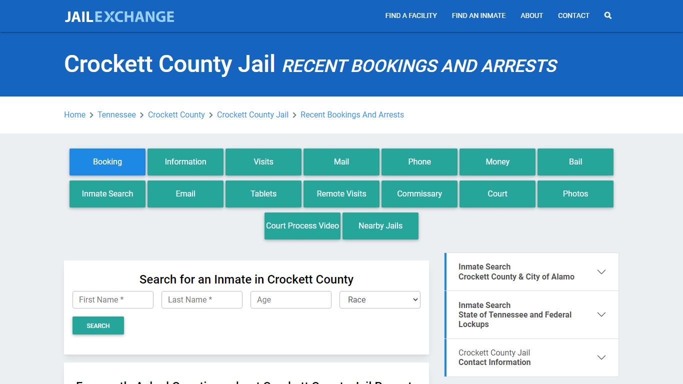 Crockett County Jail TN Recent Arrests and Bookings - Jail Exchange